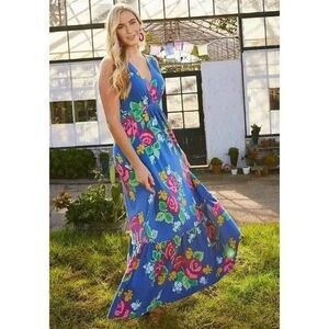 Matilda Jane Brilliant Daydream Dream Weaver Blue Floral Maxi Dress Small